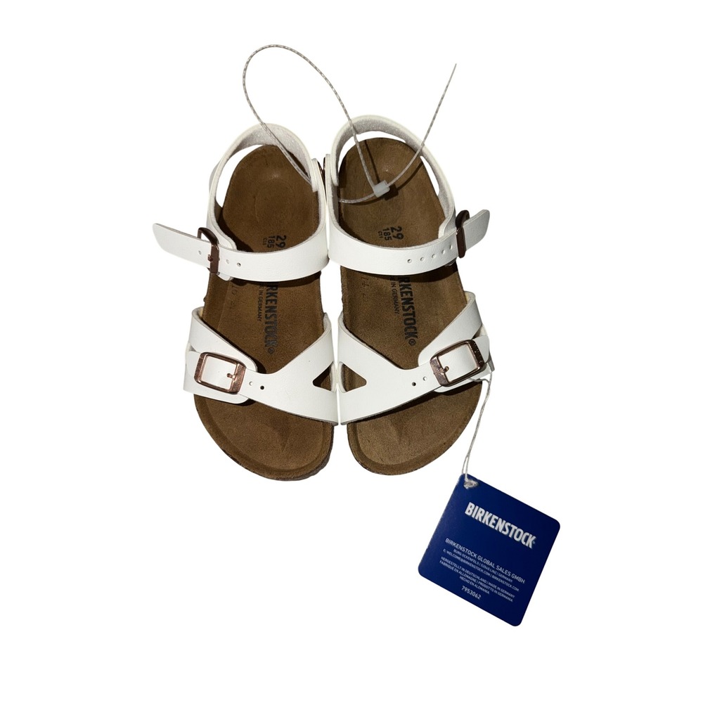 996. Birkenstock Girls' White Sandals Size C11 Comfortable Casual Footwear